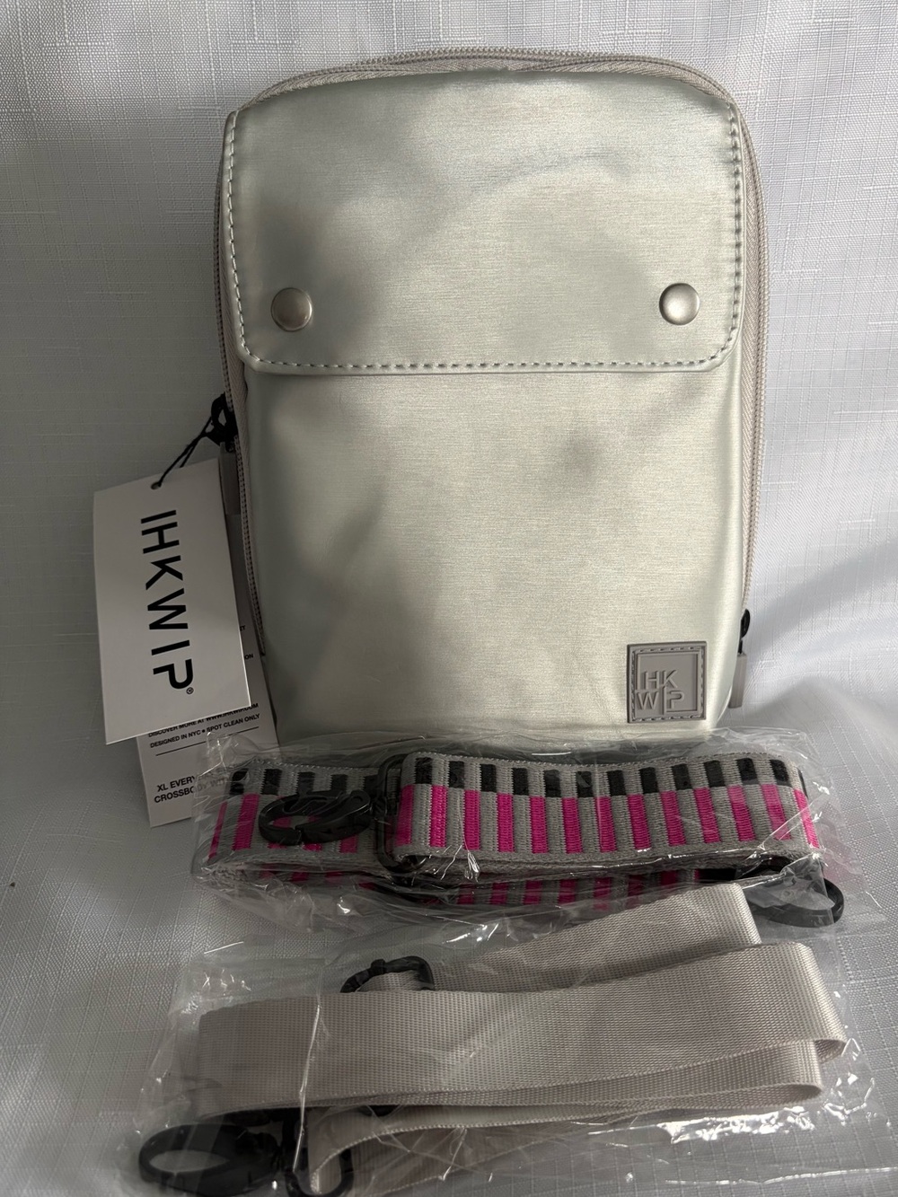 IHK WIP Silver Crossbody Bag with Interchangeable Straps